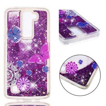 Purple Flower Butterfly Dynamic Liquid Glitter Quicksand Soft TPU Case for LG K8