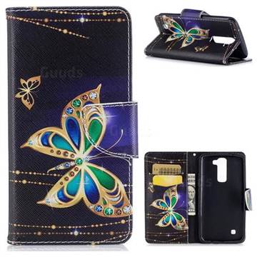Golden Shining Butterfly Leather Wallet Case for LG K8