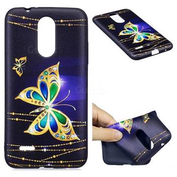 Golden Shining Butterfly 3D Embossed Relief Black Soft Back Cover for LG K8 2017 M200N EU Version (5.0 inch)