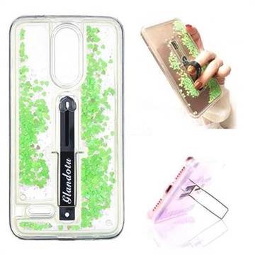 Concealed Ring Holder Stand Glitter Quicksand Dynamic Liquid Phone Case for LG K8 2017 M200N EU Version (5.0 inch) - Green