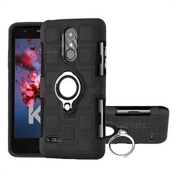 Ice Cube Shockproof PC + Silicon Invisible Ring Holder Phone Case for LG K8 2017 M200N EU Version (5.0 inch) - Black