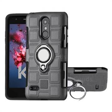 Ice Cube Shockproof PC + Silicon Invisible Ring Holder Phone Case for LG K8 2017 M200N EU Version (5.0 inch) - Gray