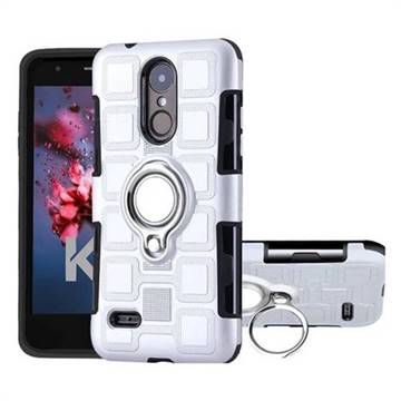 Ice Cube Shockproof PC + Silicon Invisible Ring Holder Phone Case for LG K8 2017 M200N EU Version (5.0 inch) - Silver