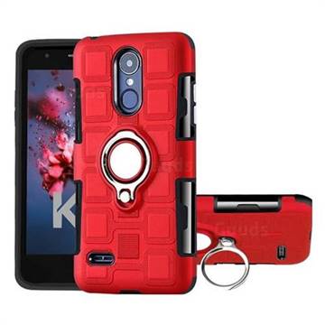 Ice Cube Shockproof PC + Silicon Invisible Ring Holder Phone Case for LG K8 2017 M200N EU Version (5.0 inch) - Red