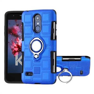 Ice Cube Shockproof PC + Silicon Invisible Ring Holder Phone Case for LG K8 2017 M200N EU Version (5.0 inch) - Dark Blue