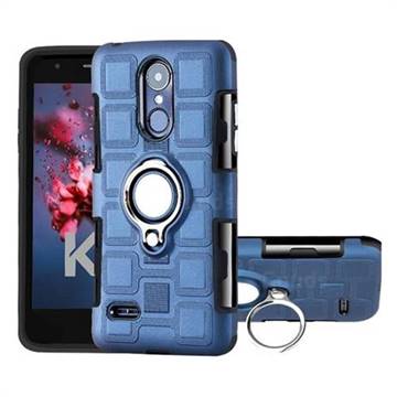 Ice Cube Shockproof PC + Silicon Invisible Ring Holder Phone Case for LG K8 2017 M200N EU Version (5.0 inch) - Royal Blue