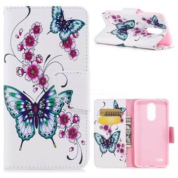 Peach Butterflies Leather Wallet Case for LG K8 2017 M200N EU Version (5.0 inch)