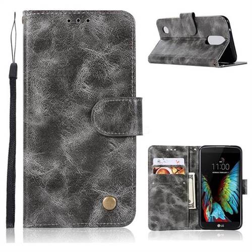 Luxury Retro Leather Wallet Case for LG K8 2017 M200N EU Version (5.0 inch) - Gray