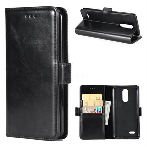 Luxury Crazy Horse PU Leather Wallet Case for LG K8 2017 M200N EU Version (5.0 inch) - Black