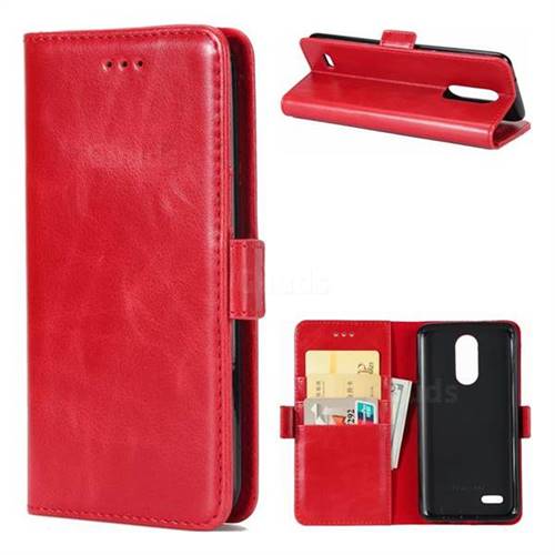 Luxury Crazy Horse PU Leather Wallet Case for LG K8 2017 M200N EU Version (5.0 inch) - Red