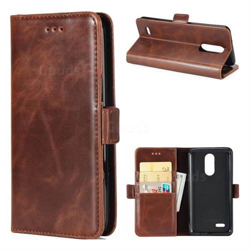 Luxury Crazy Horse PU Leather Wallet Case for LG K8 2017 M200N EU Version (5.0 inch) - Coffee