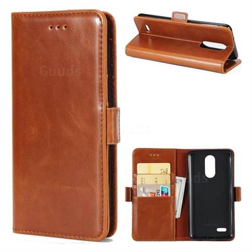 Luxury Crazy Horse PU Leather Wallet Case for LG K8 2017 M200N EU Version (5.0 inch) - Brown