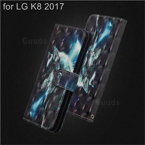 Snow Wolf 3D Painted Leather Wallet Case for LG K8 2017 M200N EU Version (5.0 inch)