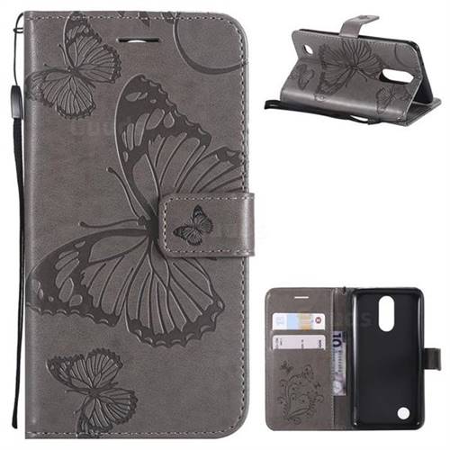 Embossing 3D Butterfly Leather Wallet Case for LG K8 2017 M200N EU Version (5.0 inch) - Gray