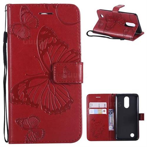 Embossing 3D Butterfly Leather Wallet Case for LG K8 2017 M200N EU Version (5.0 inch) - Red