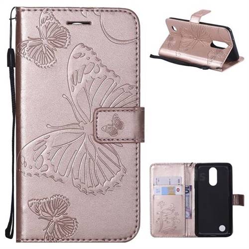 Embossing 3D Butterfly Leather Wallet Case for LG K8 2017 M200N EU Version (5.0 inch) - Rose Gold