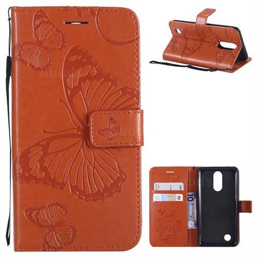Embossing 3D Butterfly Leather Wallet Case for LG K8 2017 M200N EU Version (5.0 inch) - Orange