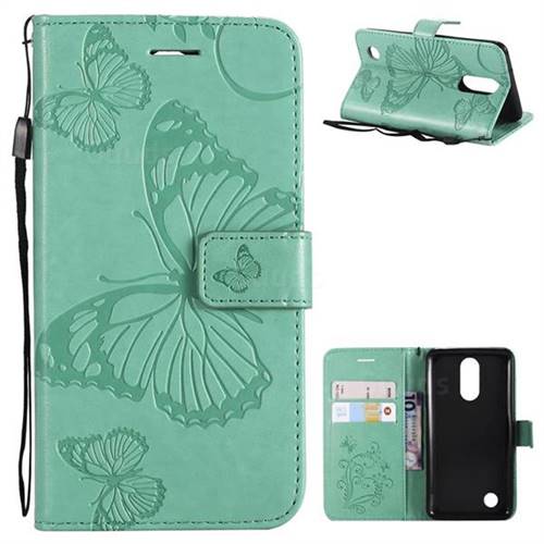 Embossing 3D Butterfly Leather Wallet Case for LG K8 2017 M200N EU Version (5.0 inch) - Green