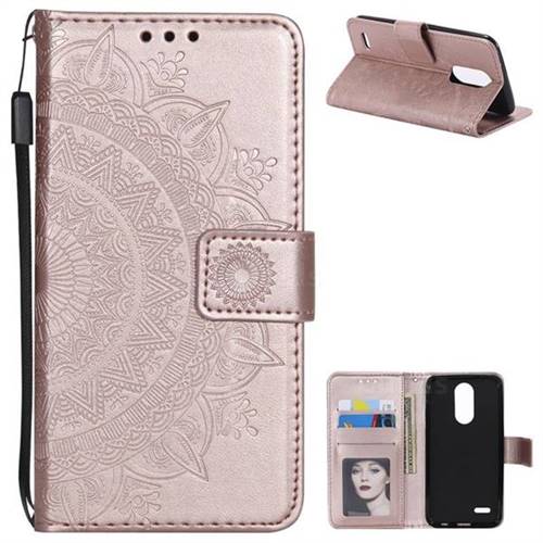 Intricate Embossing Datura Leather Wallet Case for LG K8 2017 M200N EU Version (5.0 inch) - Rose Gold
