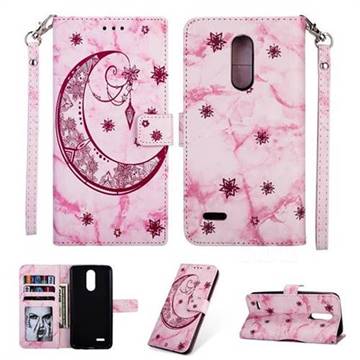 Moon Flower Marble Leather Wallet Phone Case for LG K8 2017 M200N EU Version (5.0 inch) - Rose