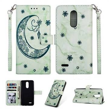 Moon Flower Marble Leather Wallet Phone Case for LG K8 2017 M200N EU Version (5.0 inch) - Green