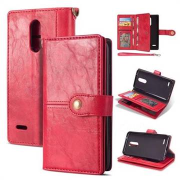 Retro Luxury Multipurpose Purse Phone Case for LG K8 2017 M200N EU Version (5.0 inch) - Red