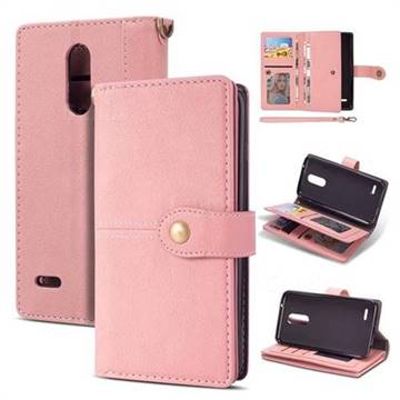 Retro Luxury Multipurpose Purse Phone Case for LG K8 2017 M200N EU Version (5.0 inch) - Pink