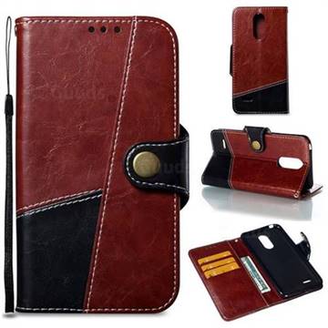 Retro Magnetic Stitching Wallet Flip Cover for LG K8 2017 M200N EU Version (5.0 inch) - Dark Red