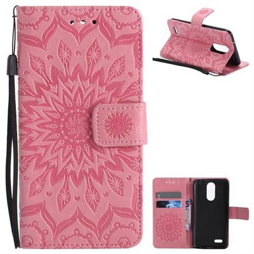 Embossing Sunflower Leather Wallet Case for LG K8 2017 US215 American version LV3 MS210 - Pink