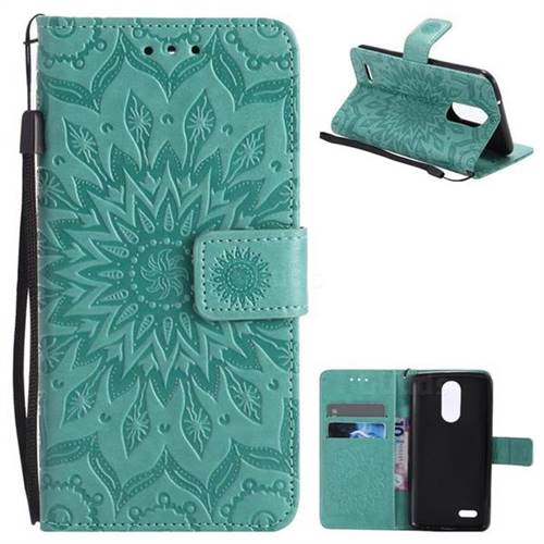 Embossing Sunflower Leather Wallet Case for LG K8 2017 US215 American version LV3 MS210 - Green