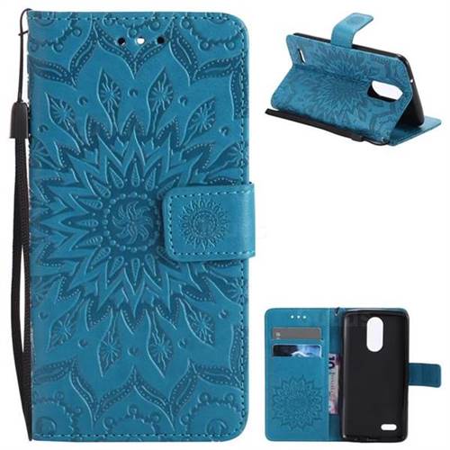 Embossing Sunflower Leather Wallet Case for LG K8 2017 US215 American version LV3 MS210 - Blue