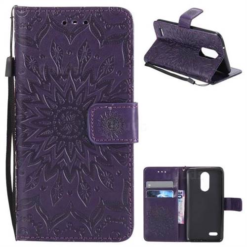 Embossing Sunflower Leather Wallet Case for LG K8 2017 US215 American version LV3 MS210 - Purple