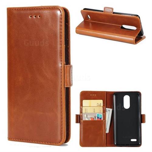 Luxury Crazy Horse PU Leather Wallet Case for LG K8 2017 US215 American version LV3 MS210 - Brown