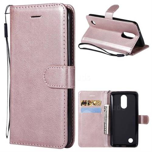 Retro Greek Classic Smooth PU Leather Wallet Phone Case for LG K8 2017 US215 American version LV3 MS210 - Rose Gold