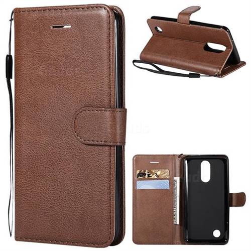 Retro Greek Classic Smooth PU Leather Wallet Phone Case for LG K8 2017 US215 American version LV3 MS210 - Brown