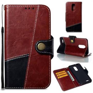 Retro Magnetic Stitching Wallet Flip Cover for LG K8 2017 US215 American version LV3 MS210 - Dark Red
