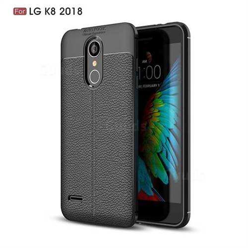 Luxury Auto Focus Litchi Texture Silicone TPU Back Cover for LG K8 (2018) / LG K9 - Black