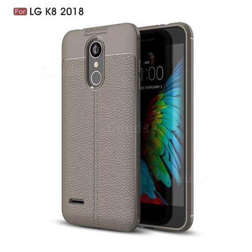 Luxury Auto Focus Litchi Texture Silicone TPU Back Cover for LG K8 (2018) / LG K9 - Gray