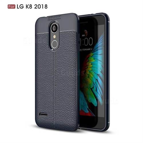 Luxury Auto Focus Litchi Texture Silicone TPU Back Cover for LG K8 (2018) / LG K9 - Dark Blue