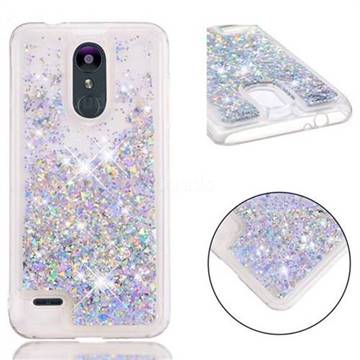 Dynamic Liquid Glitter Quicksand Sequins TPU Phone Case for LG K8 (2018) / LG K9 - Silver