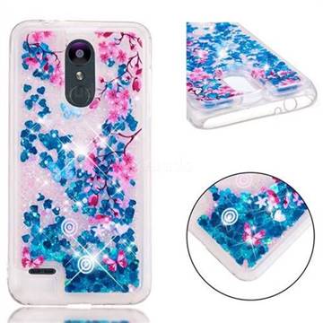 Blue Plum Blossom Dynamic Liquid Glitter Quicksand Soft TPU Case for LG K8 (2018) / LG K9