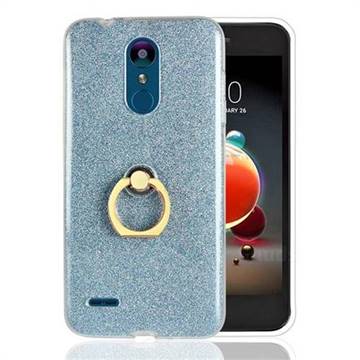 Luxury Soft TPU Glitter Back Ring Cover with 360 Rotate Finger Holder Buckle for LG K8 (2018) - Blue