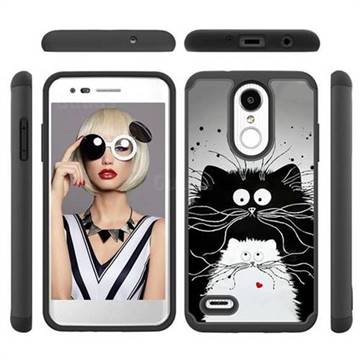 Black and White Cat Shock Absorbing Hybrid Defender Rugged Phone Case Cover for LG K8 (2018)