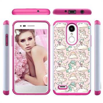 Pink Pony Shock Absorbing Hybrid Defender Rugged Phone Case Cover for LG K8 (2018)