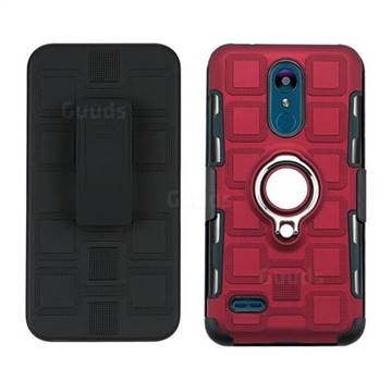 3 in 1 PC + Silicone Leather Phone Case for LG K8 (2018) - Red