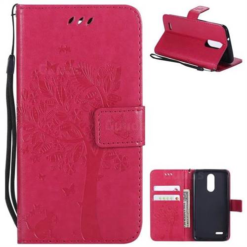 Embossing Butterfly Tree Leather Wallet Case for LG K8 (2018) / LG K9 - Rose