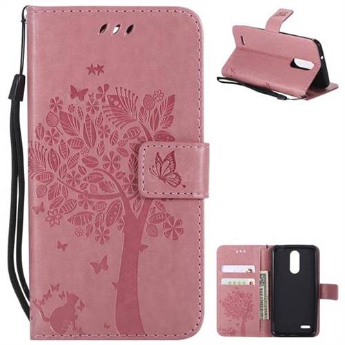 Embossing Butterfly Tree Leather Wallet Case for LG K8 (2018) / LG K9 - Pink