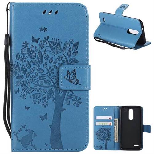 Embossing Butterfly Tree Leather Wallet Case for LG K8 (2018) / LG K9 - Blue
