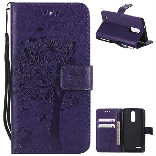 Embossing Butterfly Tree Leather Wallet Case for LG K8 (2018) / LG K9 - Purple