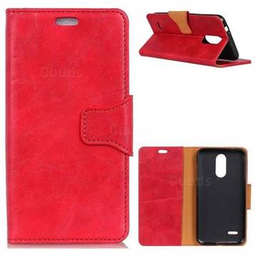 MURREN Luxury Crazy Horse PU Leather Wallet Phone Case for LG K8 (2018) / LG K9 - Red